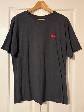 Florence Marine X Men's Charcoal Crew Neck T-Shirt with Red Flag Accent - Large